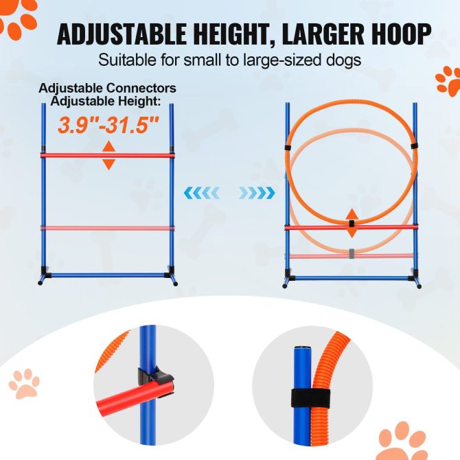VEVOR Dog Agility Training Equipment 4 PCS Set Hurdles and Jump Ring Obstacle - Image 4