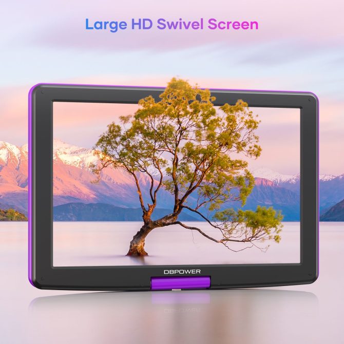 17.9" Portable DVD Player with 15.6" Large HD Swivel Screen, 6 Hour Rechargeable Battery, Support USB/SD and Multiple Disc Formats, High Volume Speaker, Car Charger - Image 2