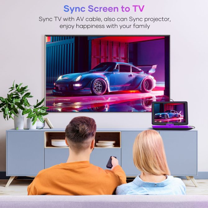 17.9" Portable DVD Player with 15.6" Large HD Swivel Screen, 6 Hour Rechargeable Battery, Support USB/SD and Multiple Disc Formats, High Volume Speaker, Car Charger - Image 6
