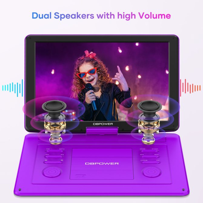 17.9" Portable DVD Player with 15.6" Large HD Swivel Screen, 6 Hour Rechargeable Battery, Support USB/SD and Multiple Disc Formats, High Volume Speaker, Car Charger - Image 7