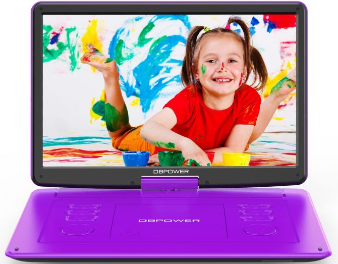 17.9" Portable DVD Player with 15.6" Large HD Swivel Screen, 6 Hour Rechargeable Battery, Support USB/SD and Multiple Disc Formats, High Volume Speaker, Car Charger
