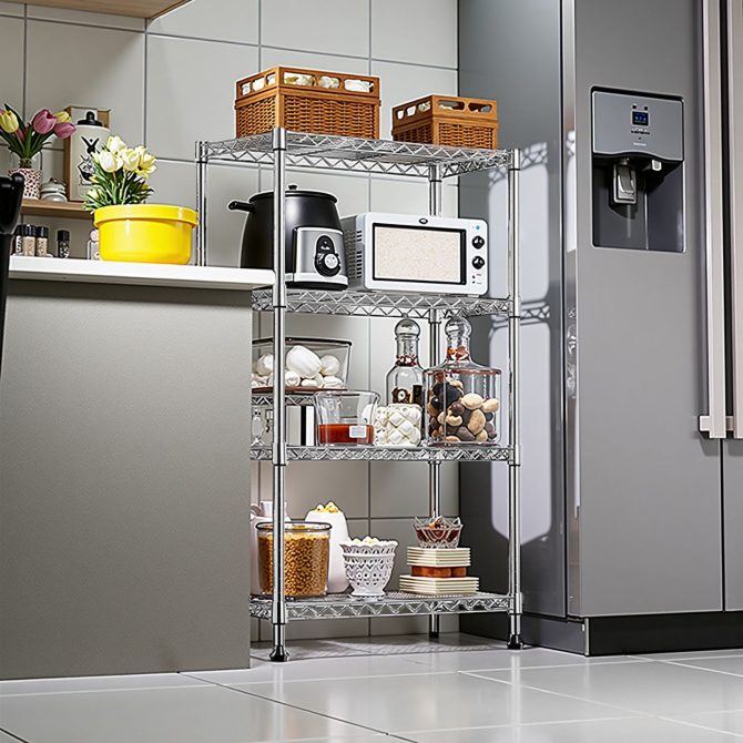 1000 lbs Storage Shelving Steel Heavy Duty 4-Tier Utility Shelving Unit Steel Organizer Wire Rack for Home,Kitchen,Office,Chrome (13.7" D x 29.5" W x 47.2" H) - Image 8