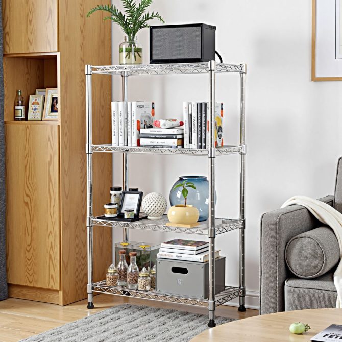 1000 lbs Storage Shelving Steel Heavy Duty 4-Tier Utility Shelving Unit Steel Organizer Wire Rack for Home,Kitchen,Office,Chrome (13.7" D x 29.5" W x 47.2" H) - Image 12