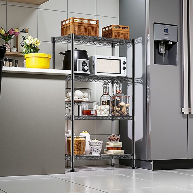 1000 lbs Storage Shelving Steel Heavy Duty 4-Tier Utility Shelving Unit Steel Organizer Wire Rack for Home,Kitchen,Office,Chrome (13.7" D x 29.5" W x 47.2" H) - Image 2