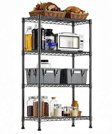 1000 lbs Storage Shelving Steel Heavy Duty 4-Tier Utility Shelving Unit Steel Organizer Wire Rack for Home,Kitchen,Office,Chrome (13.7" D x 29.5" W x 47.2" H)