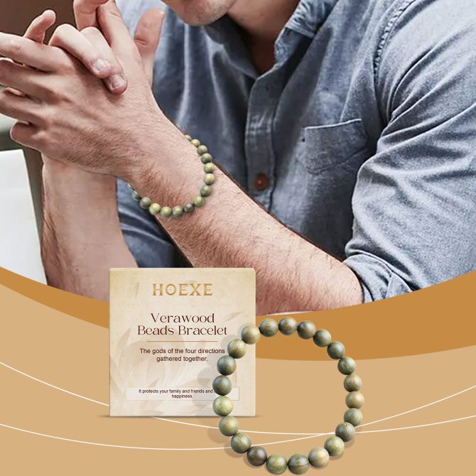 Hoexe Green Sandalwood Bracelet Trend Fashion Elegant Portable Durable Good-Looking Niche Design Bracelet - Image 2