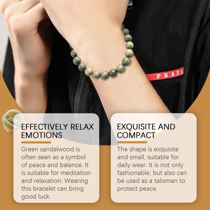 Hoexe Green Sandalwood Bracelet Trend Fashion Elegant Portable Durable Good-Looking Niche Design Bracelet - Image 3