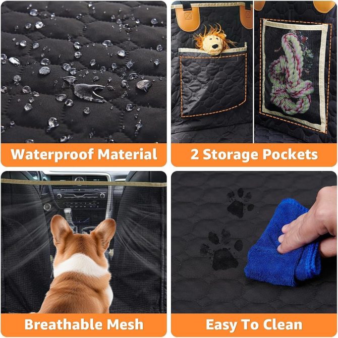 Dog Car Seat Cover for Back Seat, Cover Hard Bottom, Dog Hammock for car Detachable and Foldable for Car, SUV, Truck, Waterproof Truck Seat Protector for Dogs Back Seat - Image 4