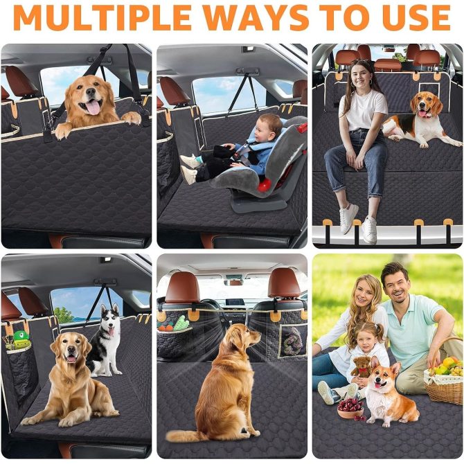 Dog Car Seat Cover for Back Seat, Cover Hard Bottom, Dog Hammock for car Detachable and Foldable for Car, SUV, Truck, Waterproof Truck Seat Protector for Dogs Back Seat - Image 6