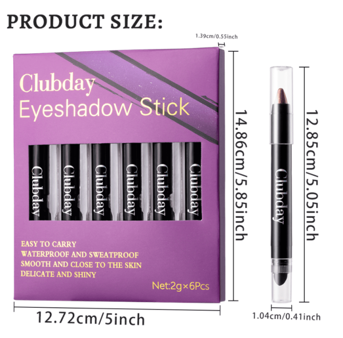 PSC001-003A  6-color double-ended eyeshadow stick for eye makeup, 24-hour texture, single unit 2g. Natural and three-dimensional eyebrow and eyelash mascara, eyelash curler, long-lasting matte eyeb - Image 5