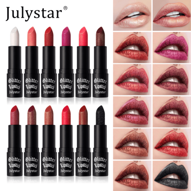 PSJ301-028   12 colors shiny matte lipstick Carved pearlescent glitter lipstick 3pc mixed sales Matte velvet lip lipstick makeup Velvet matte texture 24h Single product 0.4g Matte color - Image 2