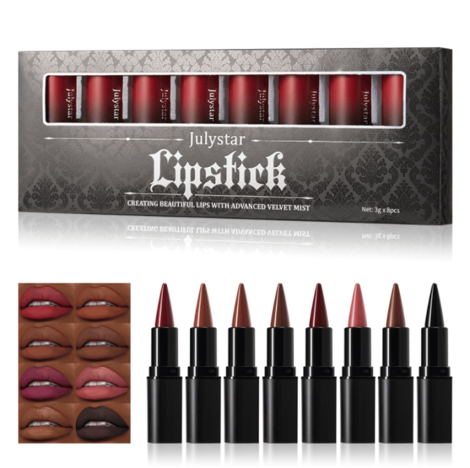 PSJ301-027M  Foggy Lipstick and Lip Liner in One Design 8 Shades of Matte Velvet Lip Color Makeup with a Velvet Matte Finish for 24 Hours Single Unit 0.3g Matte Additive Effect Non-Sticky Matte Fine