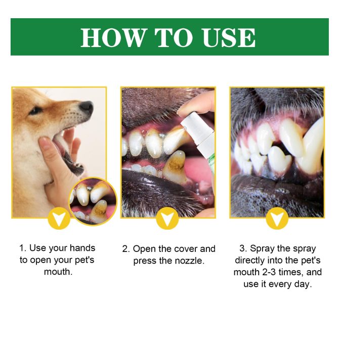 Yegbong Pet Tooth Deodorizer Spray, Cats And Dogs Universal Mouth Cleaning Breath Freshening Spray - Image 3