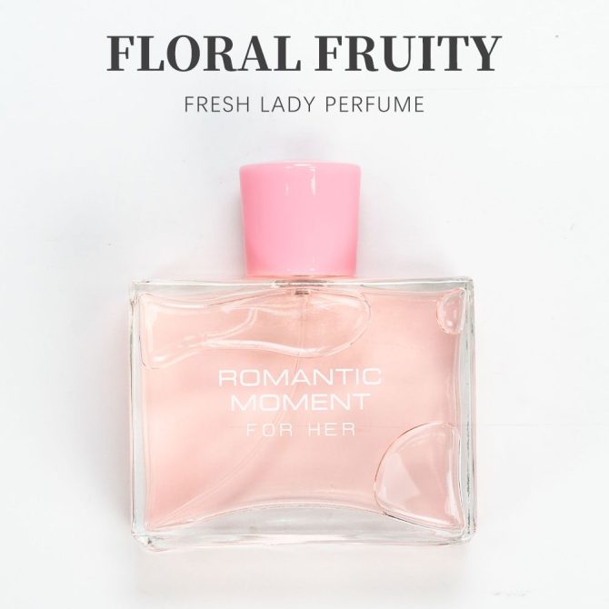 3.4fl Oz Women's Eau De Parfum - ROMANTIC MOMENT - Floral & Woody - With Rose, Chamomile, and Lemon - Medium Intensity Perfume