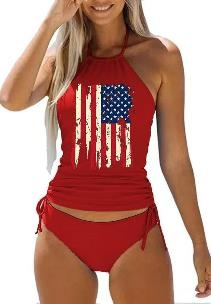 Womens Two-Piece Set Cow Skull with Leopard Print Sets Swimwear Top Sets Swimwear