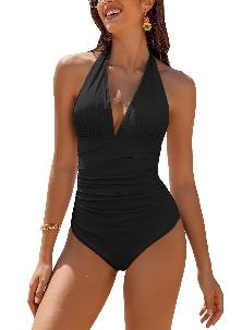 Women's One Piece Swimsuit Halter Ruched Bathing Suits