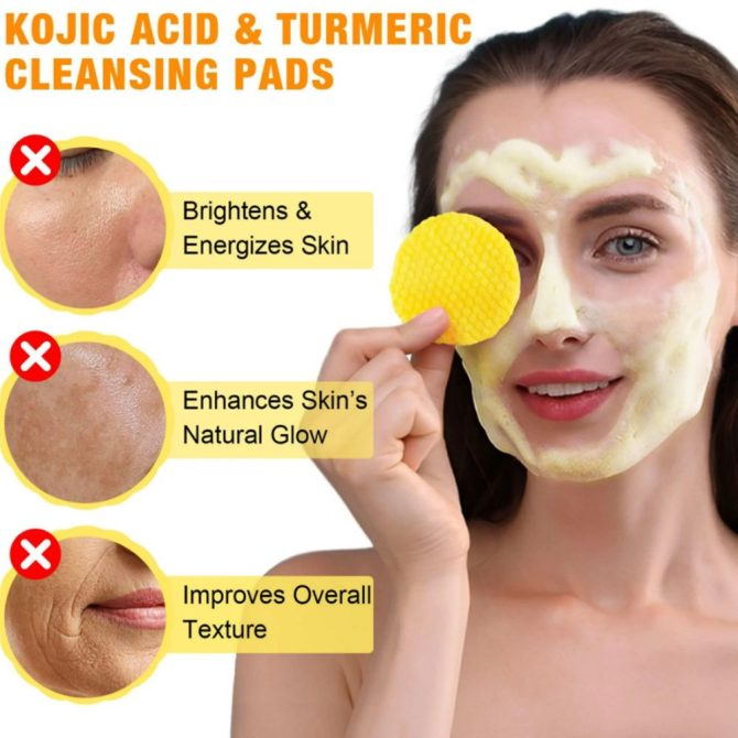 2-JAR Turmeric Kojic Acid Cleansing Pads -Cleansing & Hydrating Facial Pads, Facial Cleansing for All Skin Type - Image 9