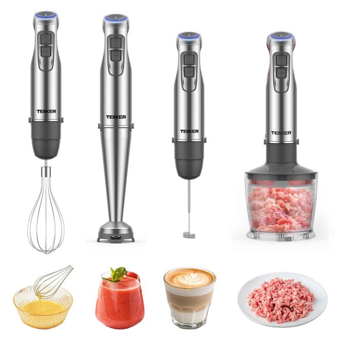 TENKER 1100W Immersion Hand Blender, Stainless Steel Stick Blender with 12-Speed & Turbo Mode, 5-in-1 Handheld Blender with 600ml Mixing Beaker with Lid, 500ml Chopper, Whisk, Milk Frother, BPA-Free - Image 10