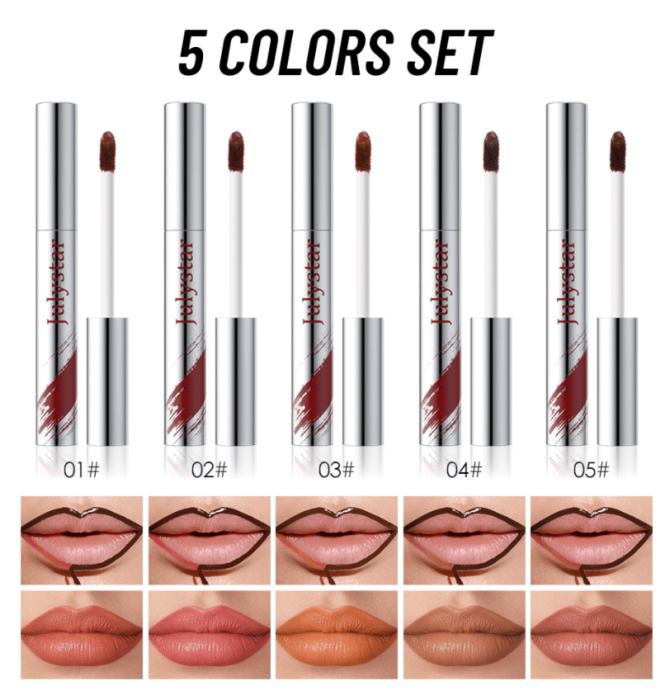 PSJ701-069M  Lipstick Tear Strip Lip Gloss, Makeup Mist Face Brush, Long-lasting Waterproof Easy-to-Color Lipline, 5-color Tear Strip Moisturizing Lip Gloss, Velvet Lip Gloss Texture 24h, Single Ite - Image 2
