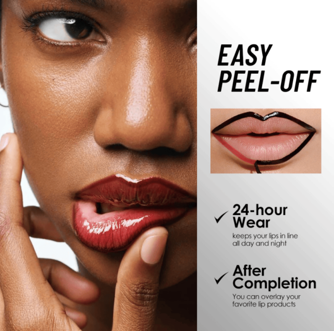 PSJ701-069M  Lipstick Tear Strip Lip Gloss, Makeup Mist Face Brush, Long-lasting Waterproof Easy-to-Color Lipline, 5-color Tear Strip Moisturizing Lip Gloss, Velvet Lip Gloss Texture 24h, Single Ite - Image 3