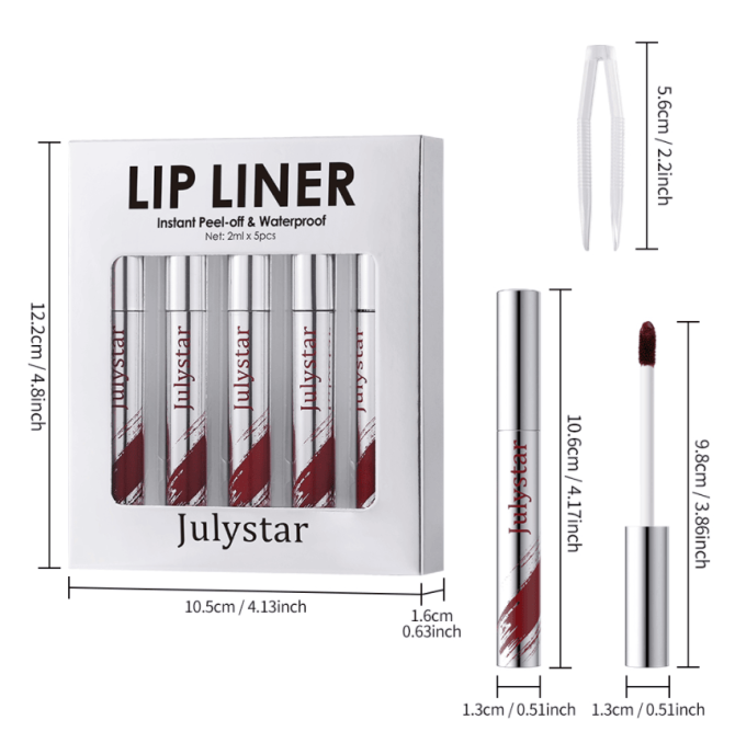 PSJ701-069M  Lipstick Tear Strip Lip Gloss, Makeup Mist Face Brush, Long-lasting Waterproof Easy-to-Color Lipline, 5-color Tear Strip Moisturizing Lip Gloss, Velvet Lip Gloss Texture 24h, Single Ite - Image 5