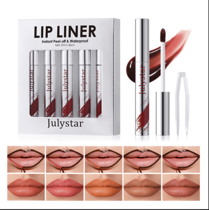 PSJ701-069M  Lipstick Tear Strip Lip Gloss, Makeup Mist Face Brush, Long-lasting Waterproof Easy-to-Color Lipline, 5-color Tear Strip Moisturizing Lip Gloss, Velvet Lip Gloss Texture 24h, Single Ite