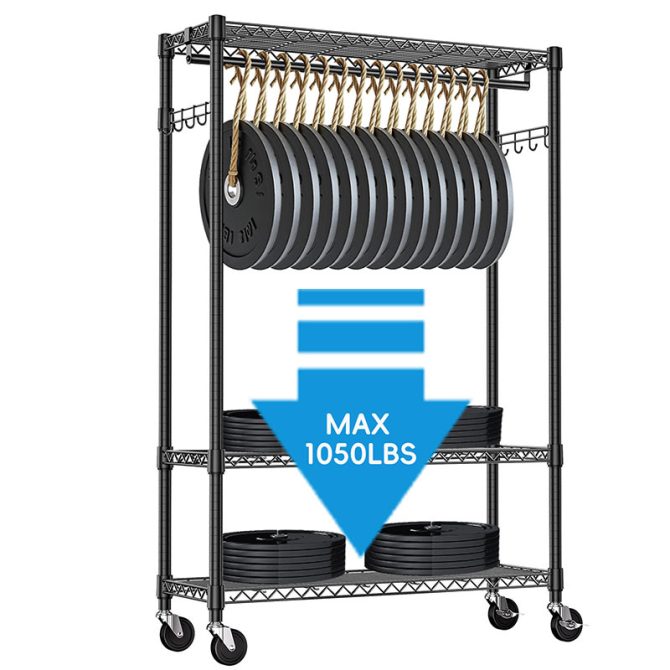 3 Tier Heavy Duty Rolling Garment Rack Wire Clothes Rack for Hanging Clothes, Metal Freestanding Closet Wardrobe with 1 Rods and Wheels Black Chrome 15.7" D x 45.3" W x 75.6" H - Image 17