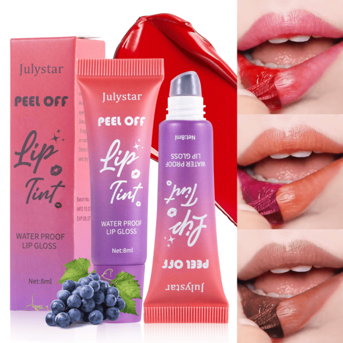 PSJ701-049N   Peel-off Lip Color and Moisturizing Fruit-flavored Lip Gloss 6-color peel-off lip color with velvet texture lasting 24h. Individual unit 8ml Matte with color enhancement effect. Lip glo - Image 2