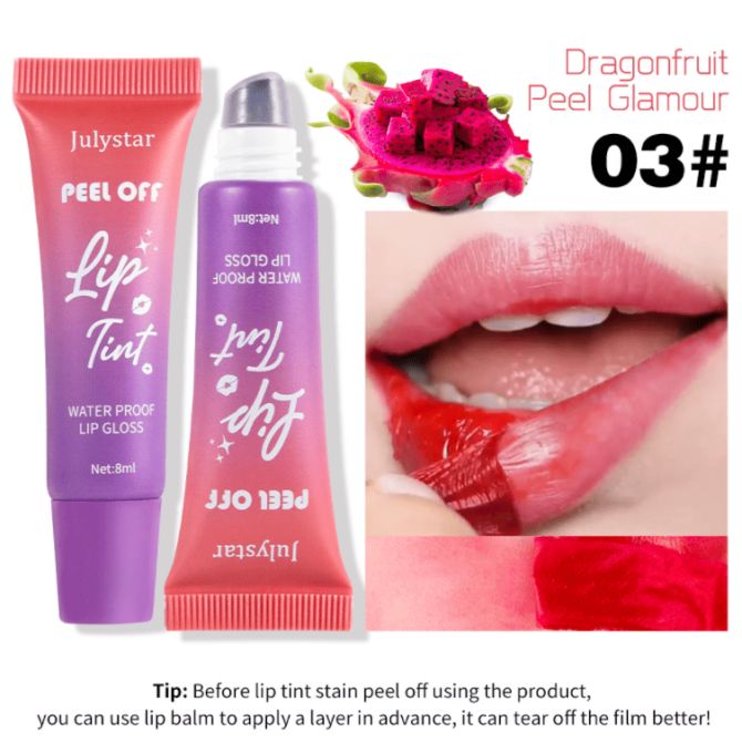 PSJ701-049N   Peel-off Lip Color and Moisturizing Fruit-flavored Lip Gloss 6-color peel-off lip color with velvet texture lasting 24h. Individual unit 8ml Matte with color enhancement effect. Lip glo - Image 11