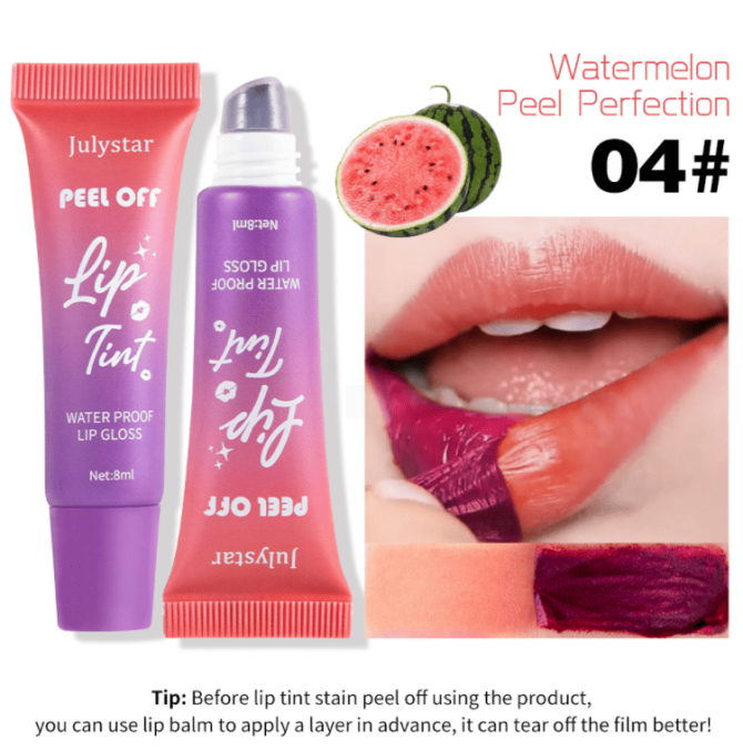 PSJ701-049N   Peel-off Lip Color and Moisturizing Fruit-flavored Lip Gloss 6-color peel-off lip color with velvet texture lasting 24h. Individual unit 8ml Matte with color enhancement effect. Lip glo - Image 12