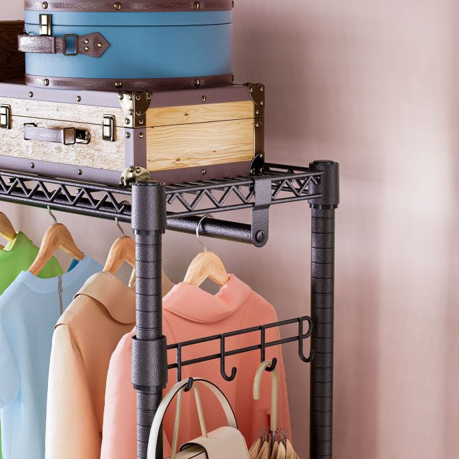3 Tier Heavy Duty Rolling Garment Rack Wire Clothes Rack for Hanging Clothes, Metal Freestanding Closet Wardrobe with 1 Rods and Wheels Black Chrome 15.7" D x 45.3" W x 75.6" H - Image 25