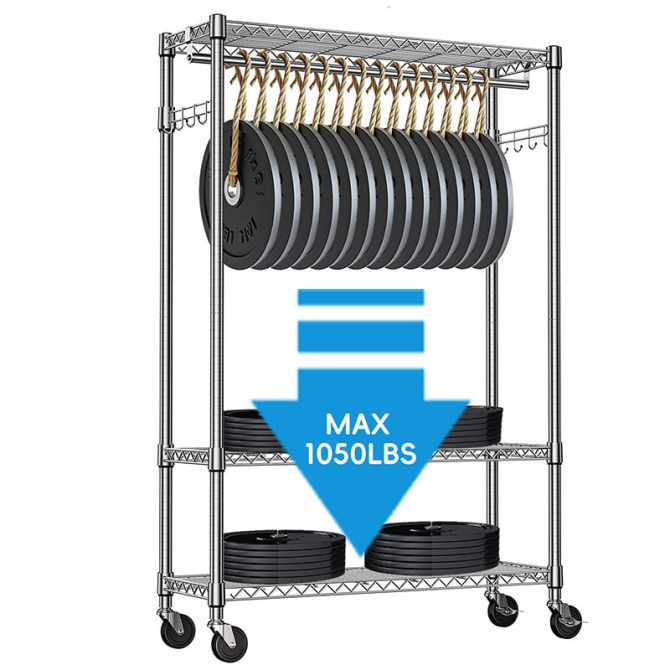 3 Tier Heavy Duty Rolling Garment Rack Wire Clothes Rack for Hanging Clothes, Metal Freestanding Closet Wardrobe with 1 Rods and Wheels Black Chrome 15.7" D x 45.3" W x 75.6" H - Image 7