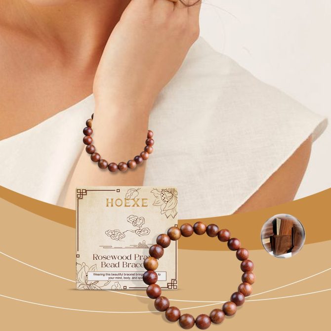 Hoexe Rosewood Bracelet Unisex Everyday Decor With Rosewood Bracelet Beaded - Image 2