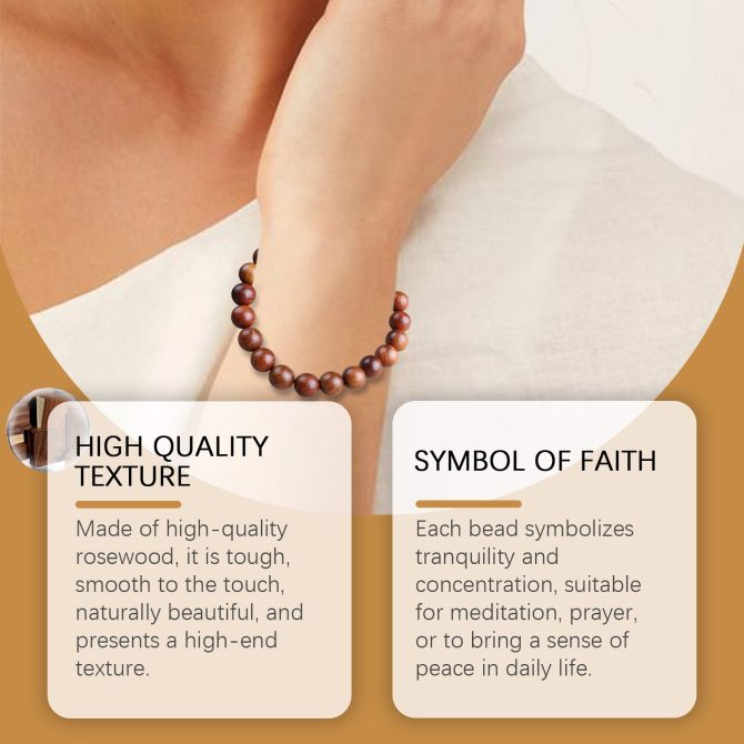 Hoexe Rosewood Bracelet Unisex Everyday Decor With Rosewood Bracelet Beaded - Image 4