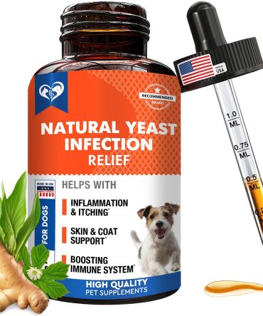 Natural Dog Yeast Infection Anti Itch Treatment Itchy Ears Skin & Allergy Symptoms Relief Reduces Inflammation & Relieves Irritation Herbal Medicine Supplement Drops Made in USA