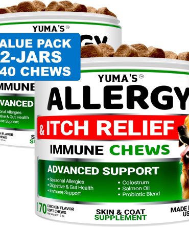 2 Pack Dog Allergy Relief Chews Dog Itching Skin Relief Treatment Pills Anti Itch for Dogs Itchy and Paw Licking Dry Skin & Hot Spots Omega 3 Fish Oil Skin & Coat Supplement
