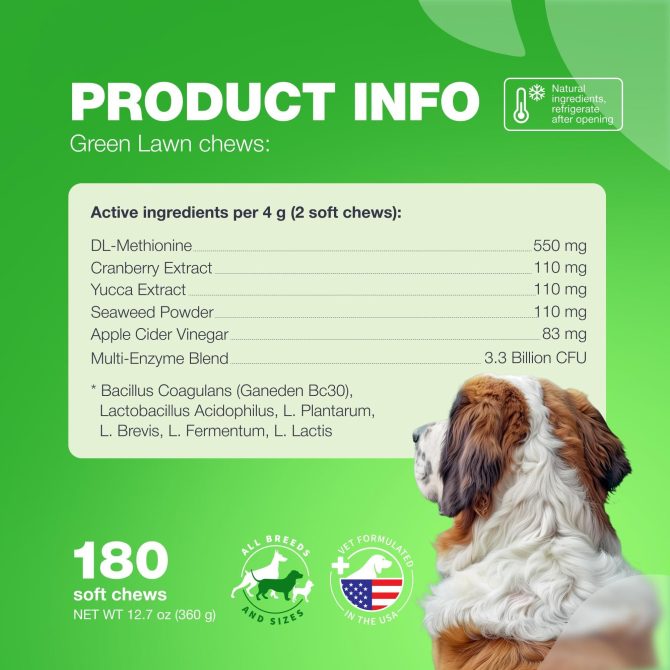 Grass Burn Spot Chews for Dogs Urine Neutralizer for Lawn Grass Savers for Dog Urine Dog Pee Lawn Spot Saver Caused by Dog Urine Grass Treatment Rocks Probiotics Enzymes & Multivitamins - Image 7