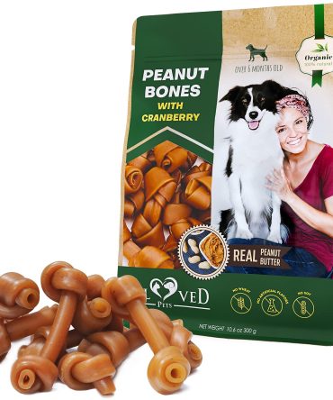Dog Peanut Butter Bones with Cranberry Rawhide Free Chew Treats Pet Natural Mini & Big Organic Snacks Healthy Collagen & Bulk Best Chews for Small & Large Dogs