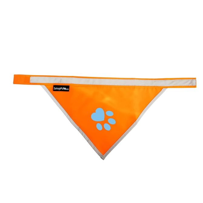 Orange Dog Bandana S Size Hi Visibility Reflective Blaze Orange Bandana for Small Pets Safety Accessories for Walking Camping and Off Leash Exploration