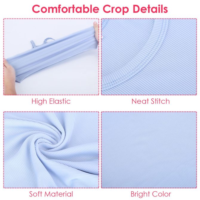3 Pack Women Crop Basic Tank Top Ribbed Knit Sleeveless Round Neck 9 Color Machine Wash Summer Crop S to XL - Image 3