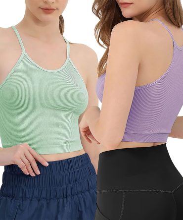 3 Pack Women Crop Basic Tank Top Ribbed Knit Sleeveless Round Neck 9 Color Machine Wash Summer Crop S to XL