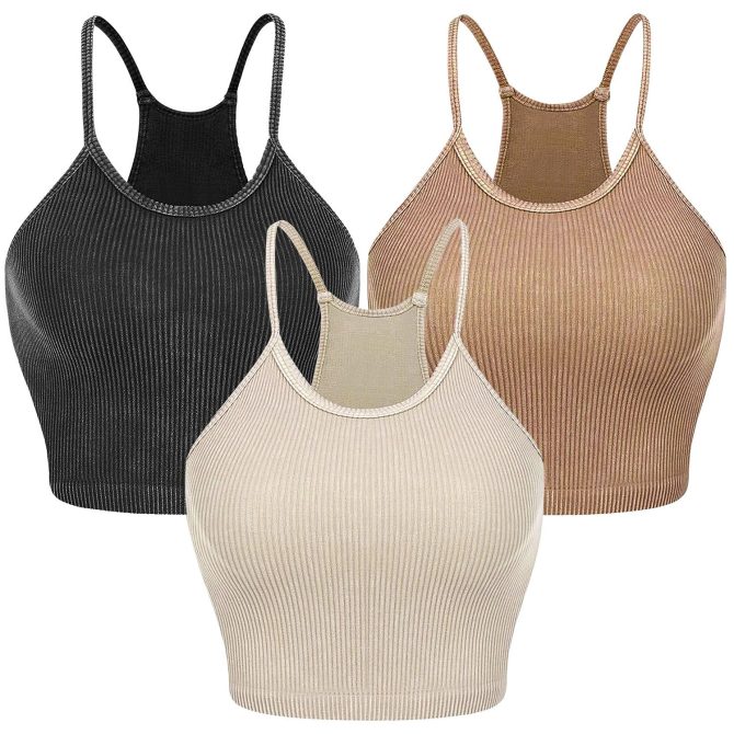 3 Pack Women Crop Basic Tank Top Ribbed Knit Sleeveless Round Neck 9 Color Machine Wash Summer Crop S to XL - Image 60