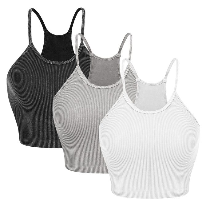 3 Pack Women Crop Basic Tank Top Ribbed Knit Sleeveless Round Neck 9 Color Machine Wash Summer Crop S to XL - Image 53