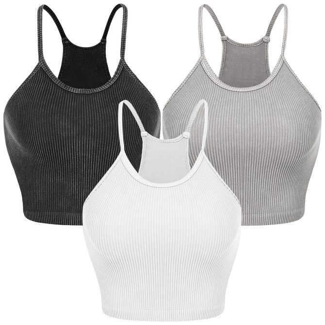 3 Pack Women Crop Basic Tank Top Ribbed Knit Sleeveless Round Neck 9 Color Machine Wash Summer Crop S to XL - Image 54