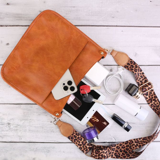 Women Fashion Leather Crossbody Bag Shoulder Bag Casual Handbag with Flexible Wearing Styles Adjustable Guitar Strap - Image 21