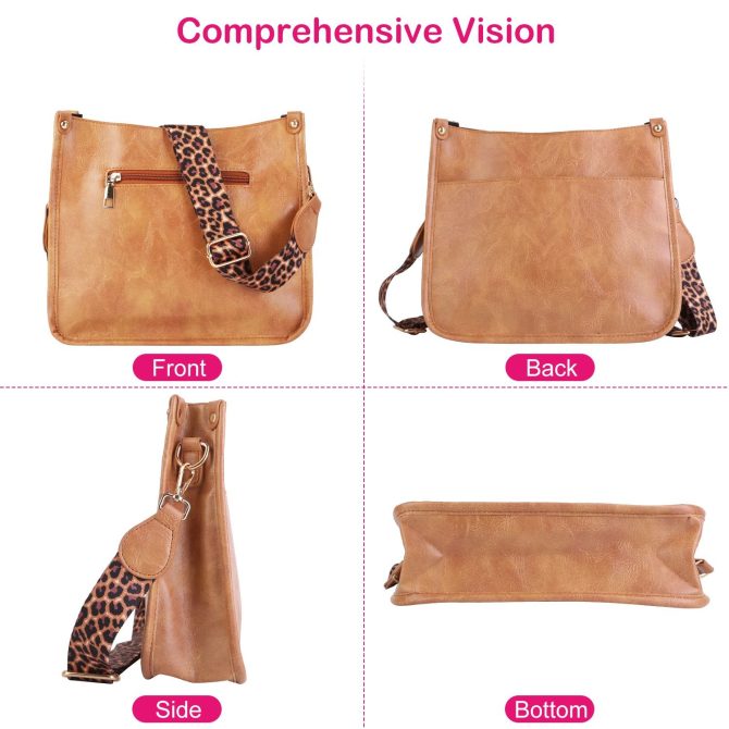 Women Fashion Leather Crossbody Bag Shoulder Bag Casual Handbag with Flexible Wearing Styles Adjustable Guitar Strap - Image 27