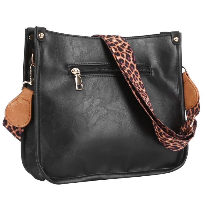 Women Fashion Leather Crossbody Bag Shoulder Bag Casual Handbag with Flexible Wearing Styles Adjustable Guitar Strap - Image 3