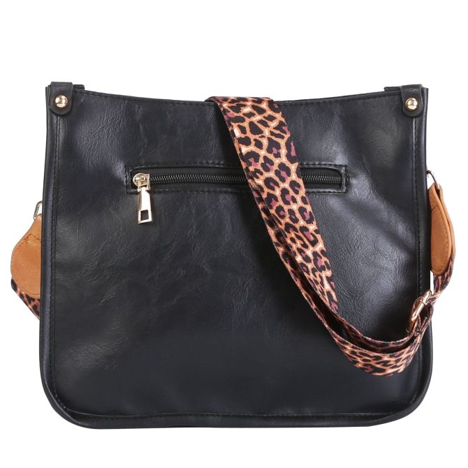 Women Fashion Leather Crossbody Bag Shoulder Bag Casual Handbag with Flexible Wearing Styles Adjustable Guitar Strap