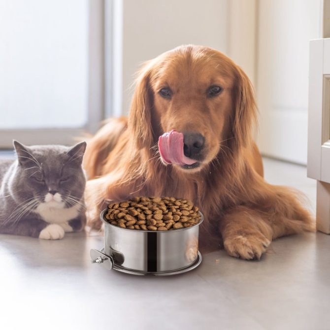 Stainless Steel Dog Bowl Pets Hanging Food Bowl Detachable Pet Cage Food Water Bowl with Clamp Holder - Image 3