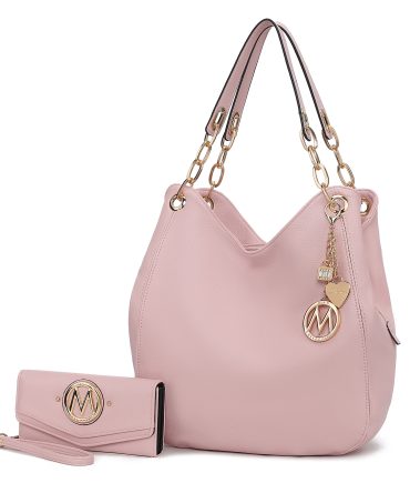 MKF Collection Ashley Vegan Leather Women's Hobo Shoulder Bag with Wallet- 2 pieces by Mia k